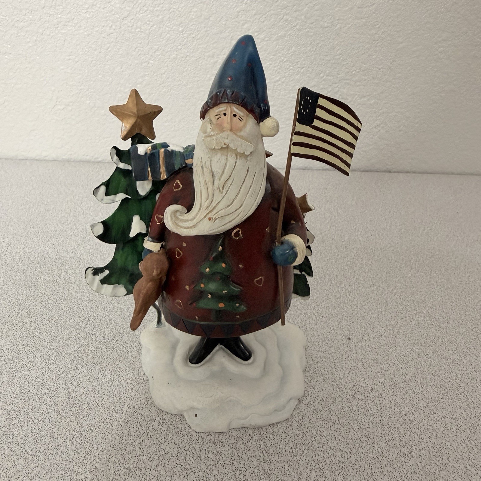 Patriotic Santa Claus Figurine USA flag resin and metal FolkArt Christmas 6.75” Patriotic Santa Claus Figurine USA flag resin and metal FolkArt Christmas 6.75”