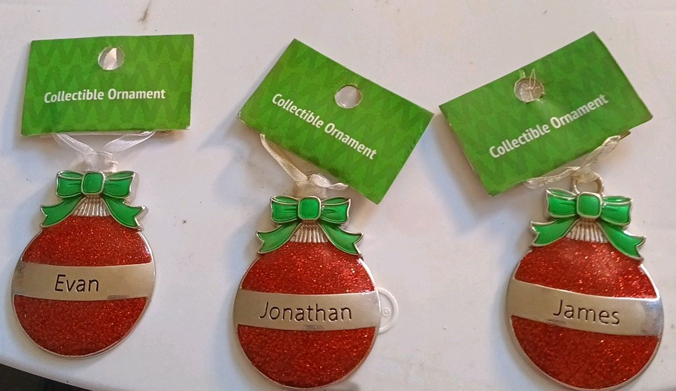Set Of Three Name Ornaments \