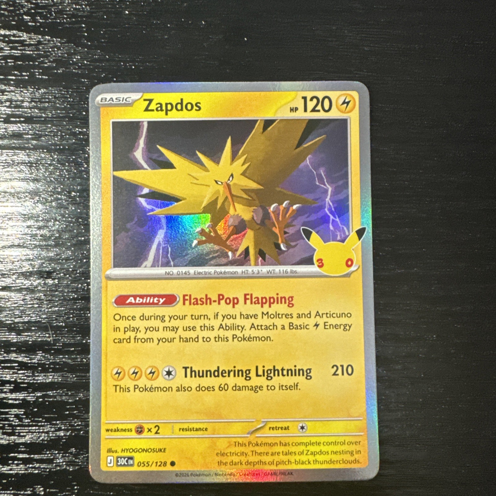 Zapdos 055/128 Me: 30th Celebration Holo Pokemon TCG Zapdos 055/128 Me: 30th Celebration Holo Pokemon TCG