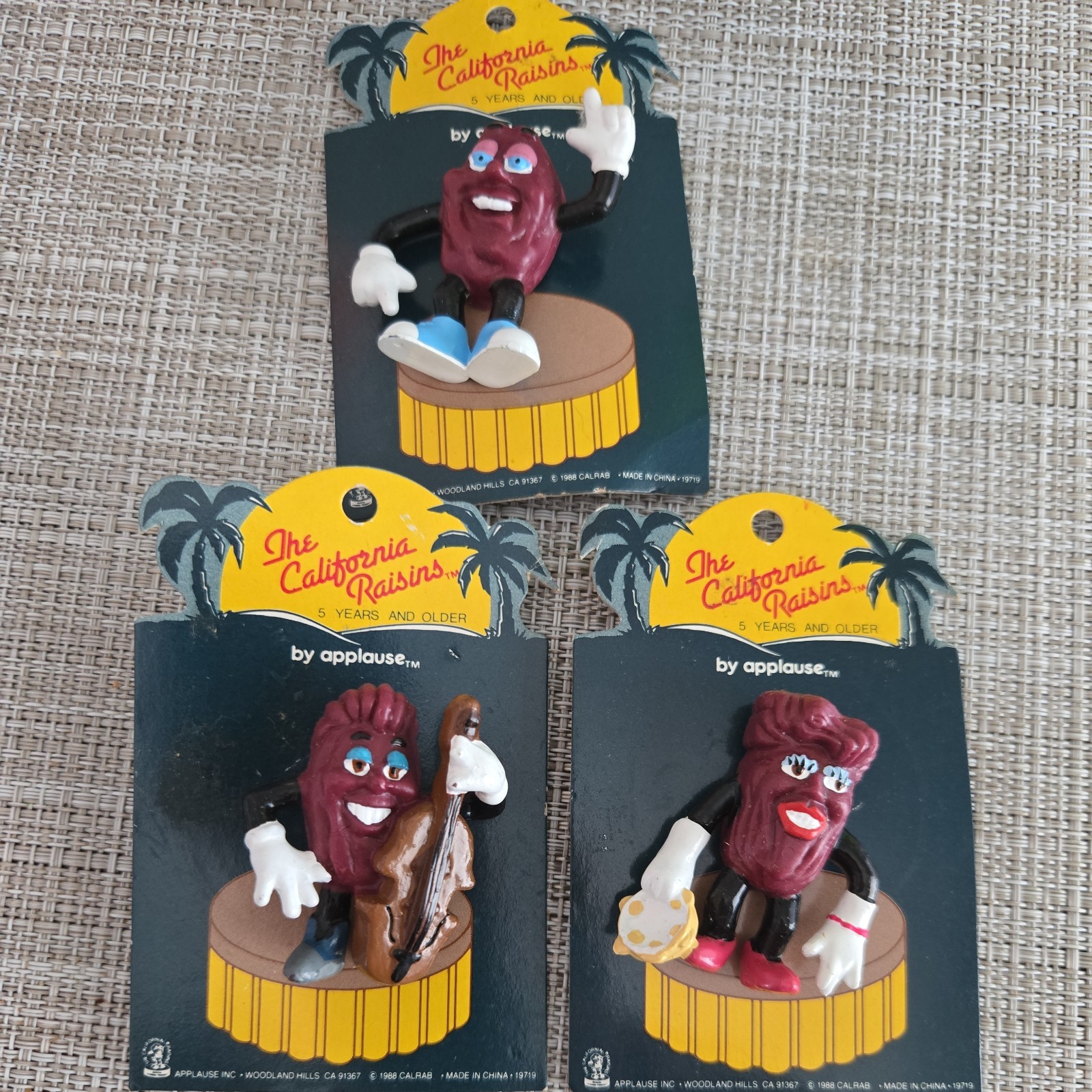 Lot Of 3 Vintage 1988 The California Raisin 3D PVC pin back figure