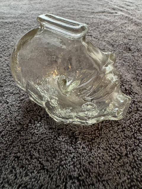 Vintage Anchor Hocking Small Clear Glass Piggy Bank 4.25\