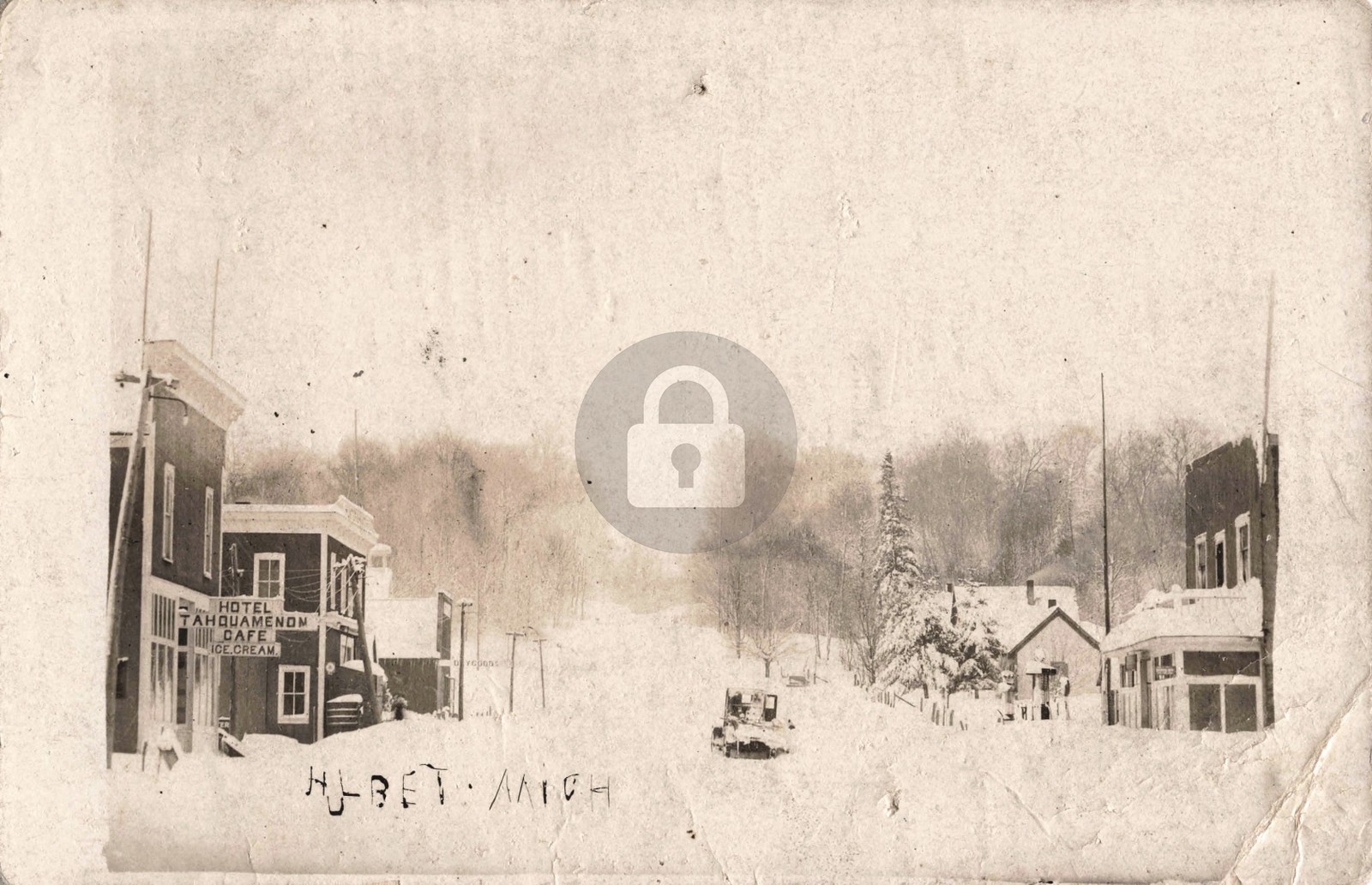 Street View Hulbert MI Michigan 1928 RPPC Photo Postcard COPY
