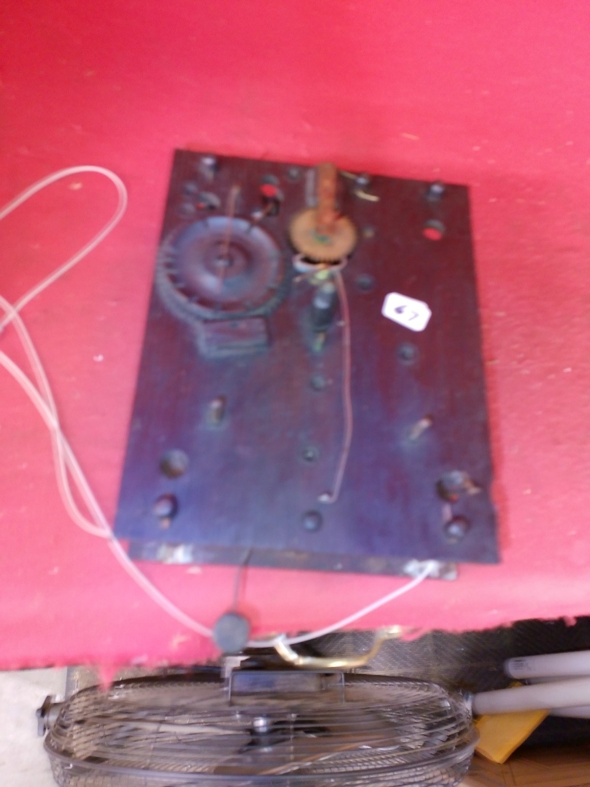 NICE LOOKING OLD ORIGINAL WOOD WORKS WEIGHT CLOCK MOVEMENT # 67
