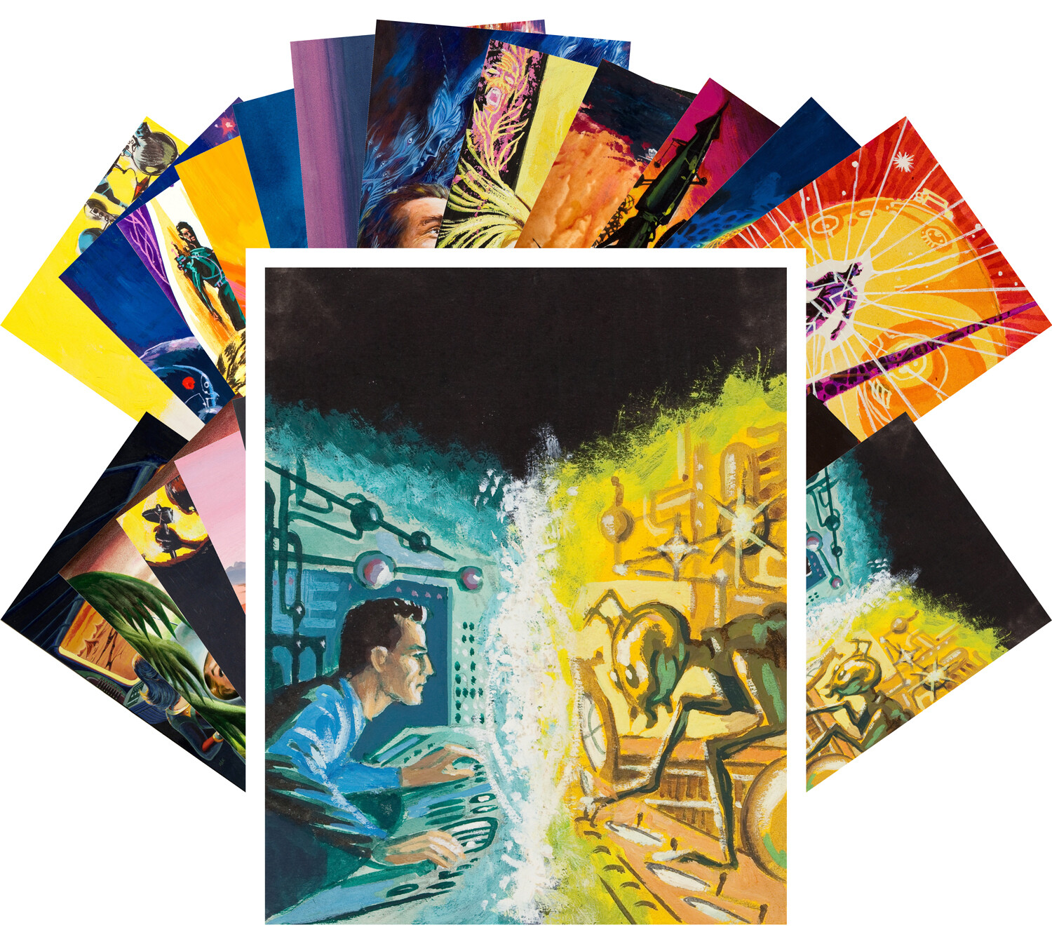 Postcard Pack (24 pcs) Vintage Sci-Fi Comic Book Art by Emshwiller CC1192