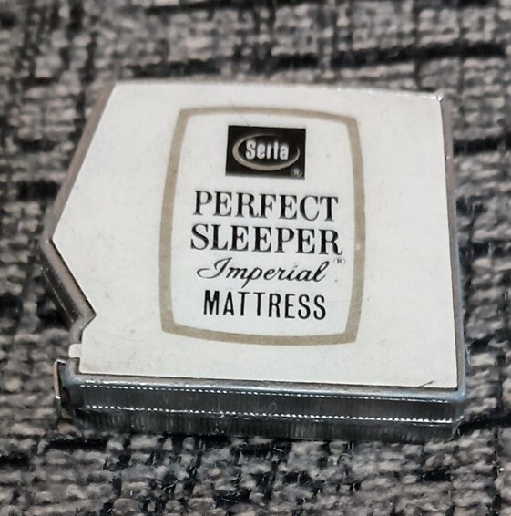 Vintage Serta Perfect Sleeper Imperial Mattress Tape Measure Silver Tone USA