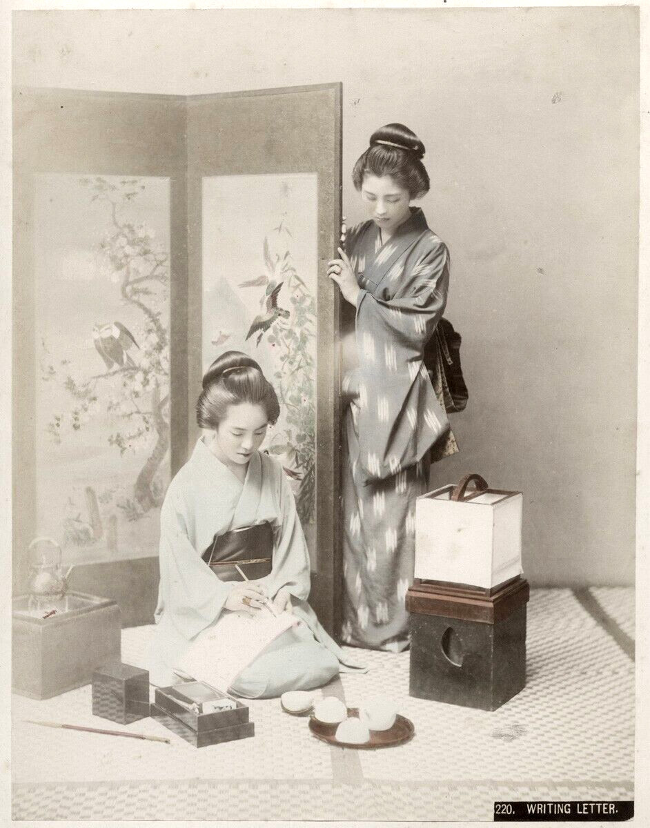 c.1880\'s PHOTO - JAPAN WRITING A LETTER
