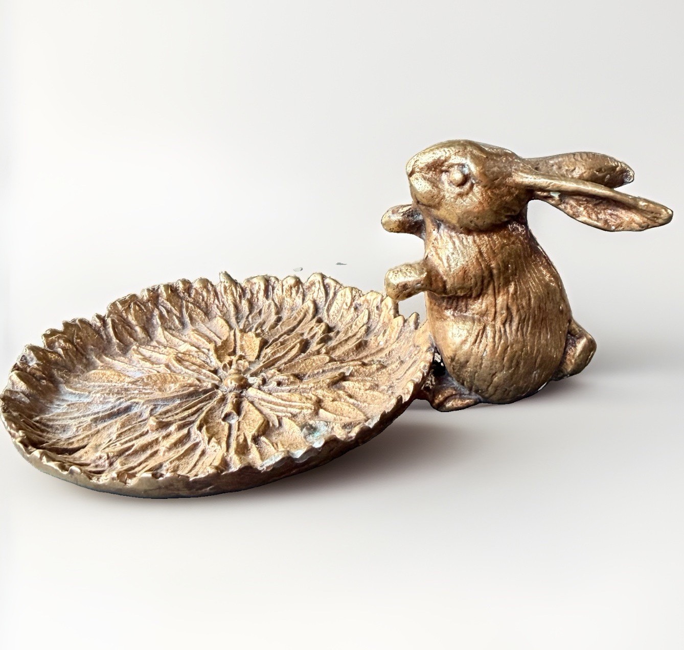 Vintage GATCO Solid Brass Rabbit Trinket Dish Candle Holder Brass Figurine RARE Vintage GATCO Solid Brass Rabbit Trinket Dish Candle Holder Brass Figurine RARE