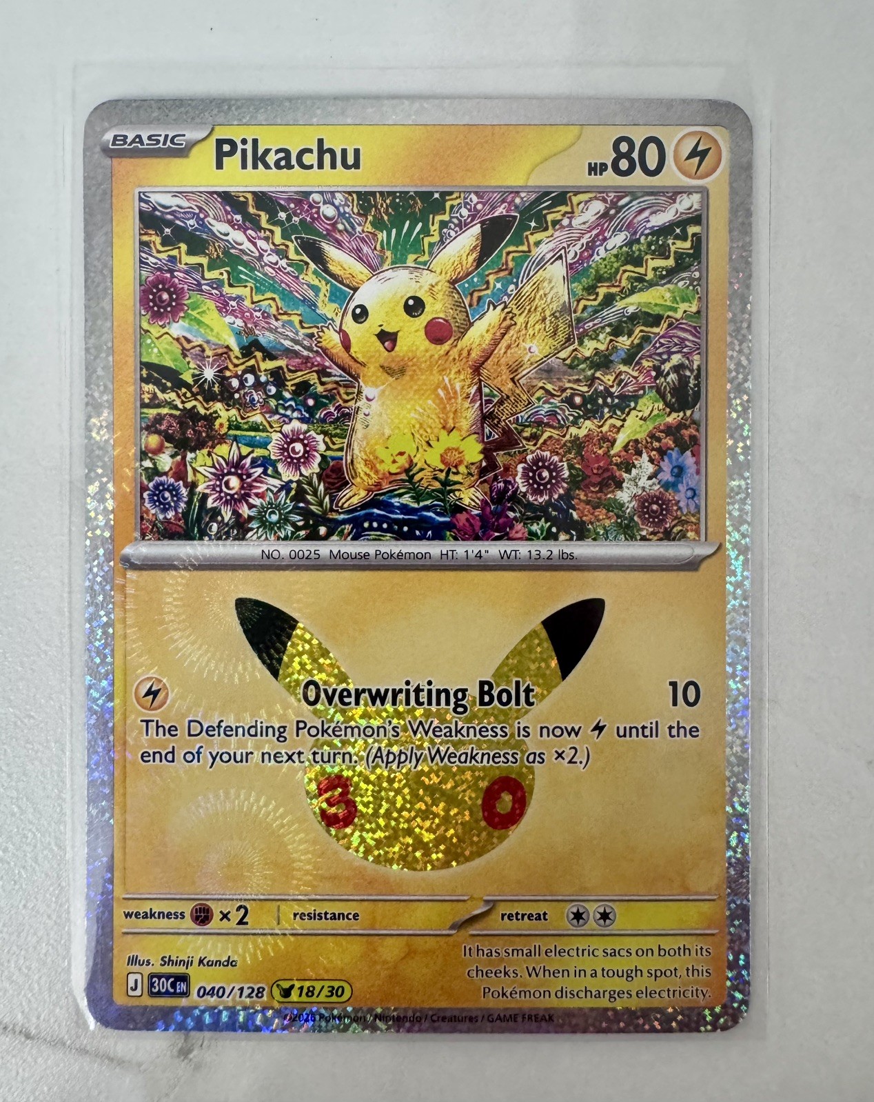 Pikachu 040/128 (18/30) 30th Celebrations Pokemon TCG
