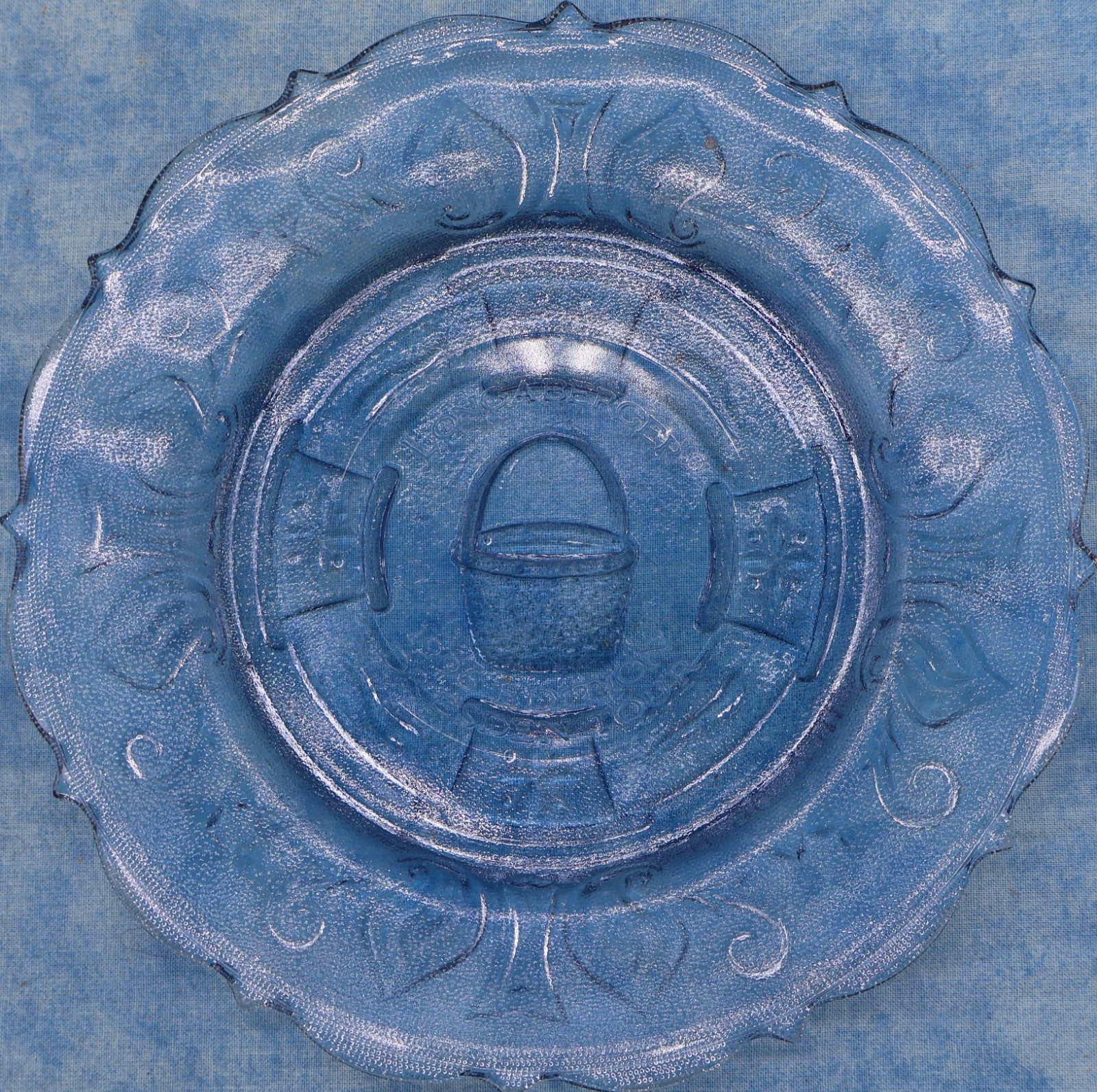 Longaberger 1996 Dresden Tour Blue Heisey Glass Plate 8” Diameter w/ Box