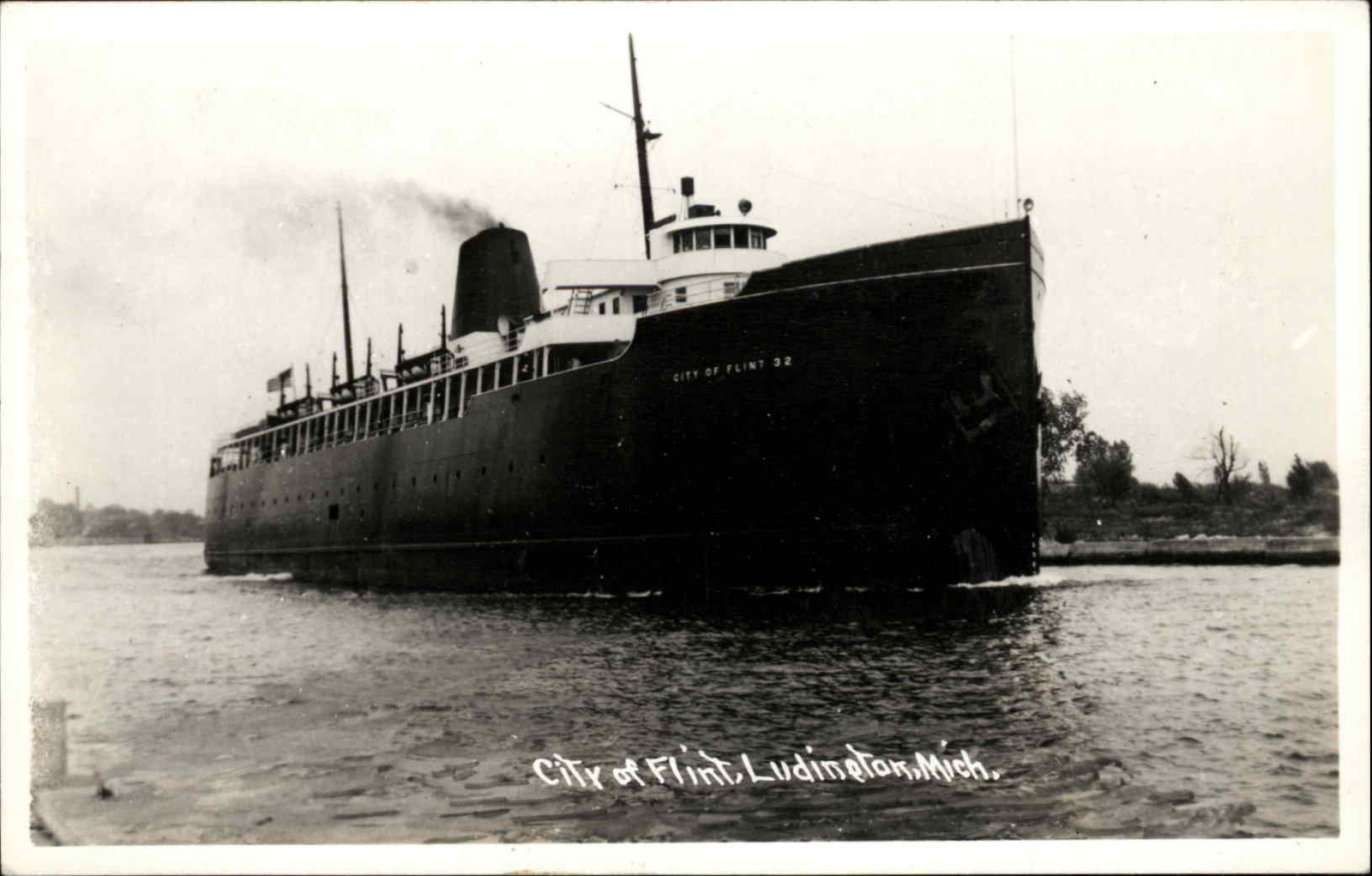 Ludington Michigan MI City of Flint Steamer Real Photo Vintage Postcard