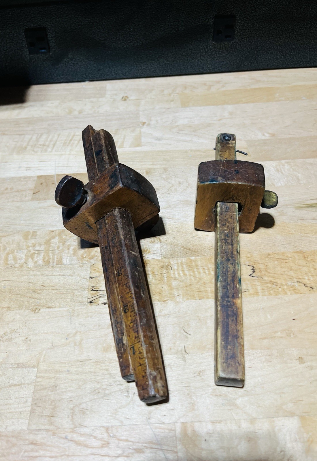 Lot of 2 Vintage Wood Marking Gauges 1 Single Gauge 1  Double Mortis Gauge