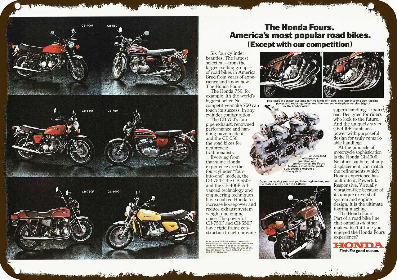 1976 HONDA CB-750 CB-550 CB400 GL1000 Motorcycle DECORATIVE REPLICA METAL SIGN