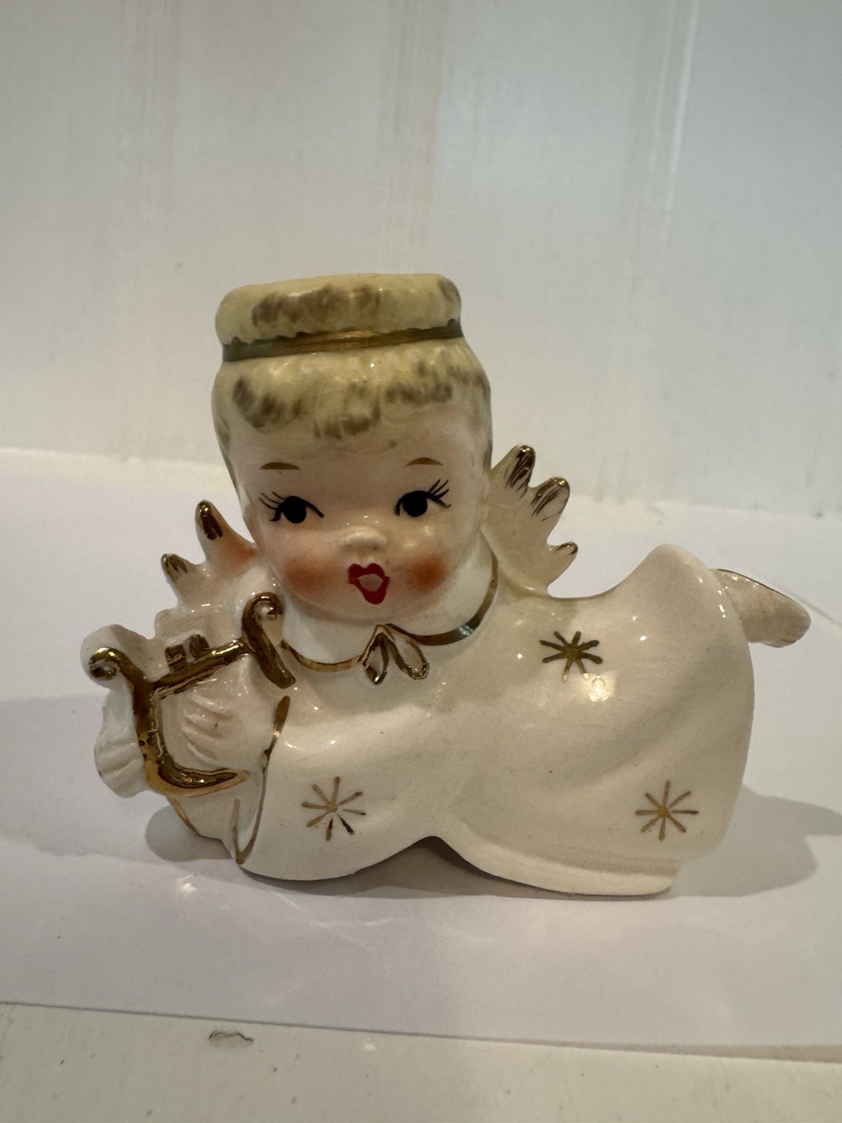 Vintage Shafford Christmas Ceramic Angel Candle Holder