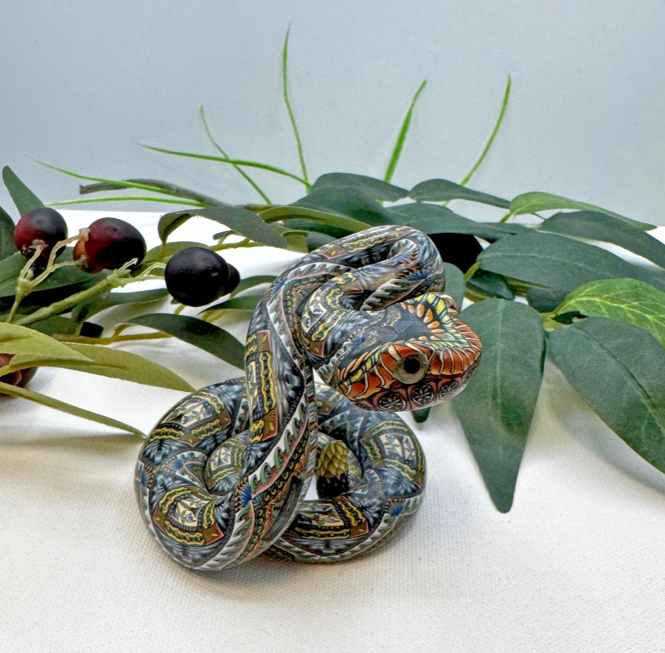COLLECTIBLE-FIMO RATTLESNAKE by JON STUART ANDERSON ONE OF A KIND - IN STOCK