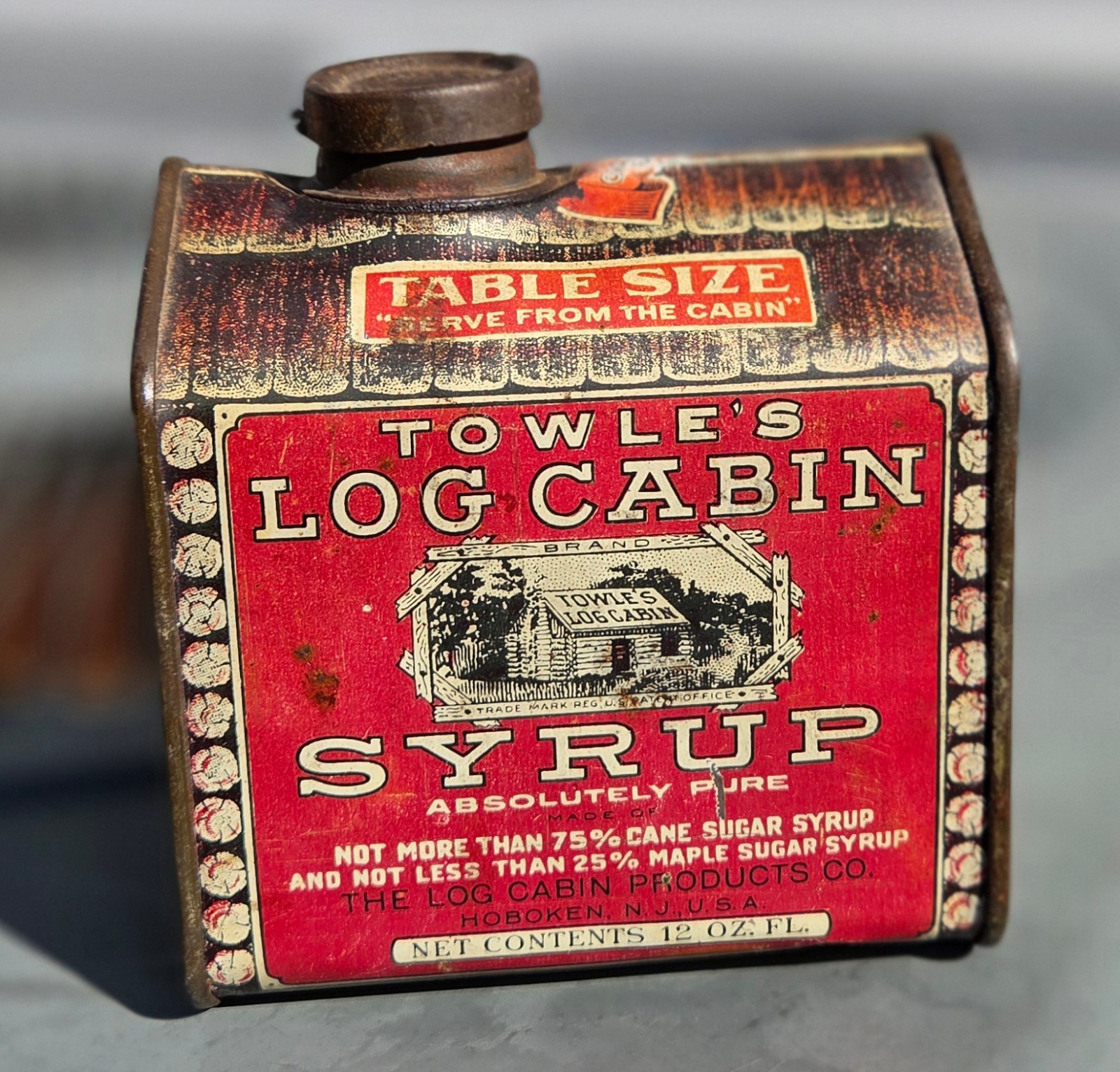 Vintage Towle\'s Log Cabin Syrup Table Size 12 oz With Cap