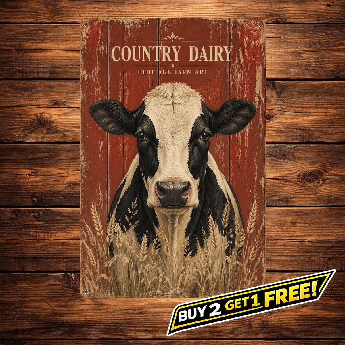 Rustic Farmhouse Cow Metal Wall Art Sign 8x12 Vintage Home Decor