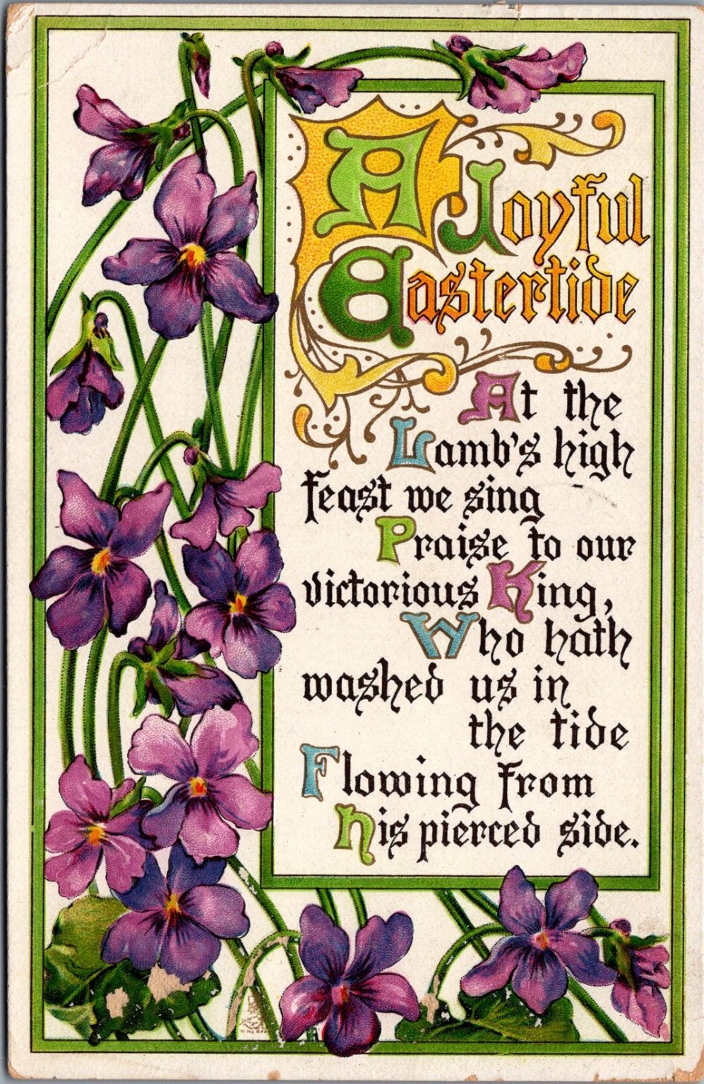Raphael Tuck Easter Flowers Violets 1913 Postcard Panama Pacific Expo