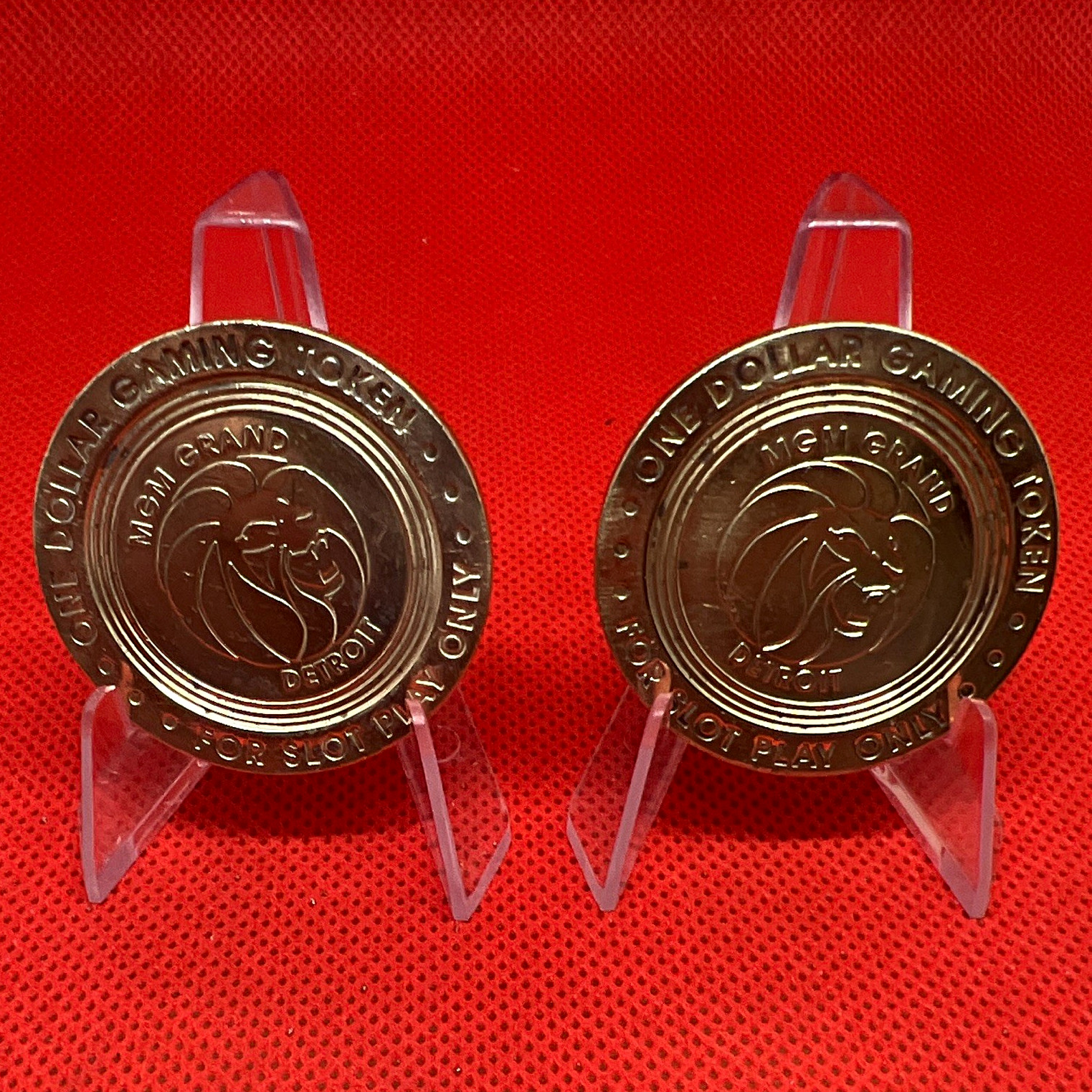 MGM Grand Detroit $1 Gaming Token Lot of 2 MGM Grand Detroit $1 Gaming Token Lot of 2