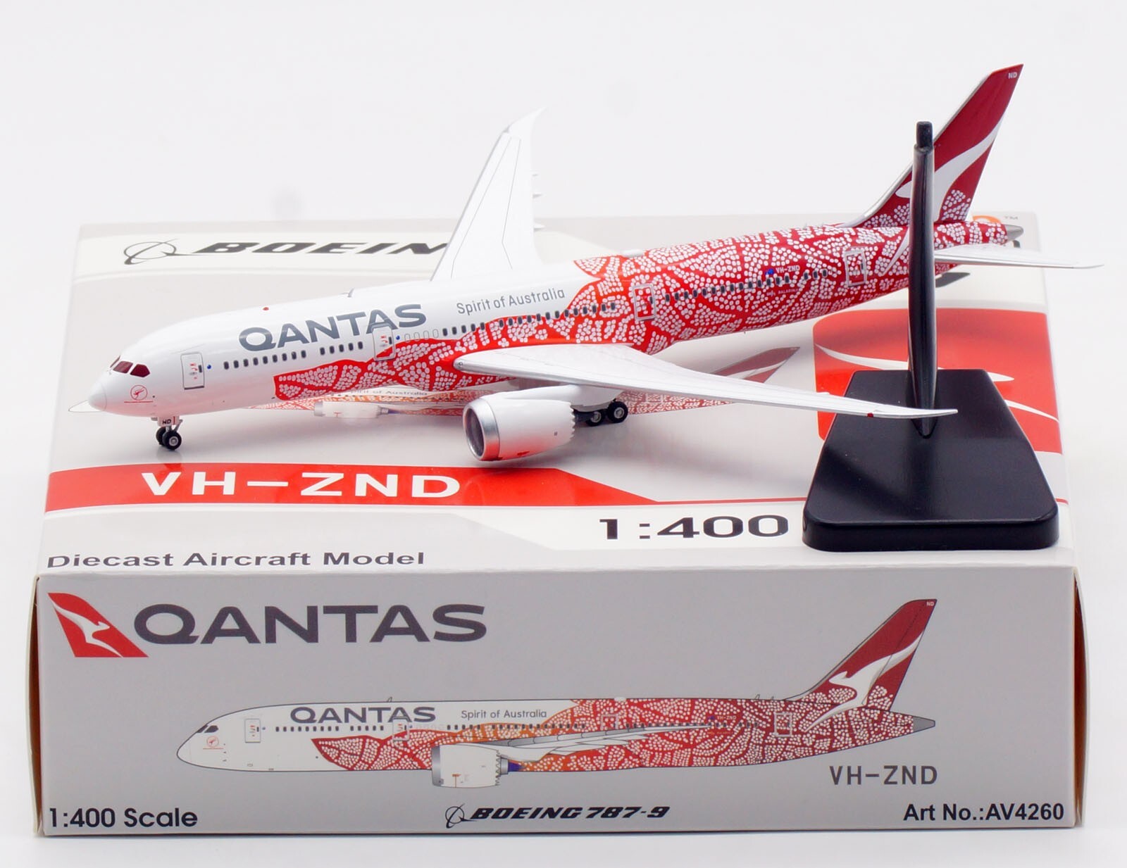 Aviation 1:400 Qantas Airways Boeing VH-ZND B787-9 Diecast Aircraft Jet Model 