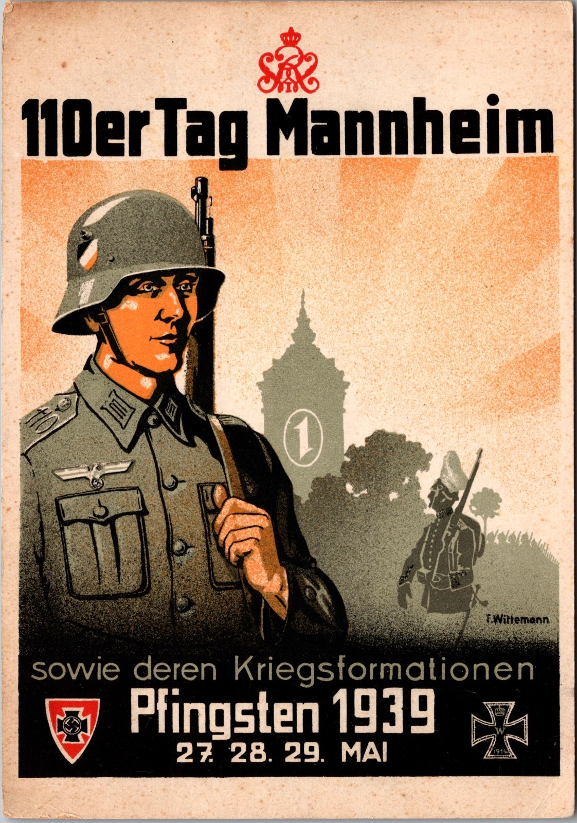 1939 Mint Germany ww2 10th Regiment Day in Mannheim PPC Picture Postcard