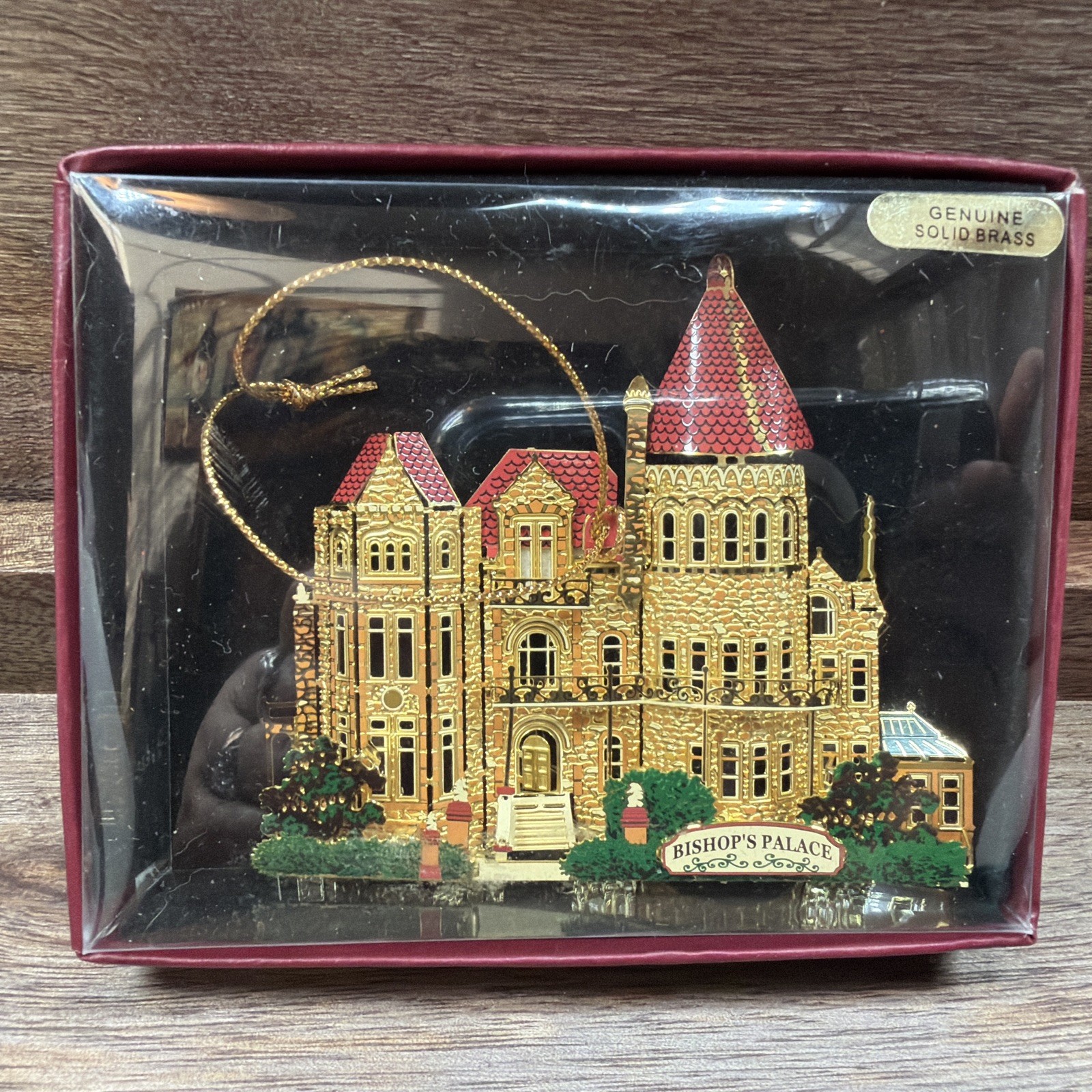 Vtg Genuine Solid Brass 1892 Bishop\'s Palace Christmas Ornament Galveston Texas