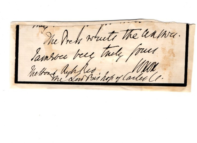 Samuel Wilberforce (1805-1873) Signed Clip / Autograph
