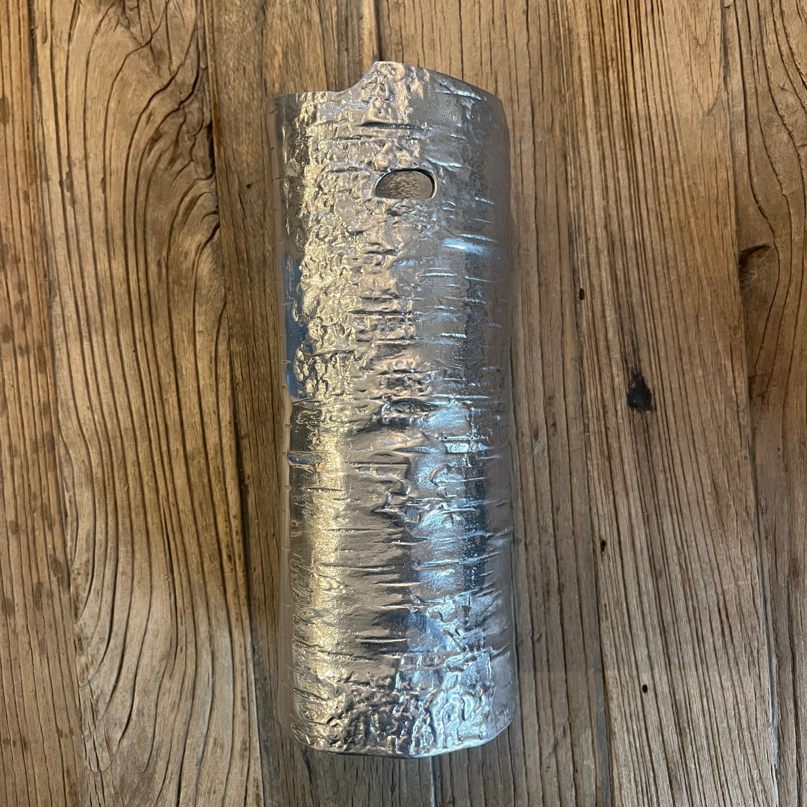 Michael Aram Birch Bark Vase Polished Aluminum Signed 12 Inch Bark & Branch