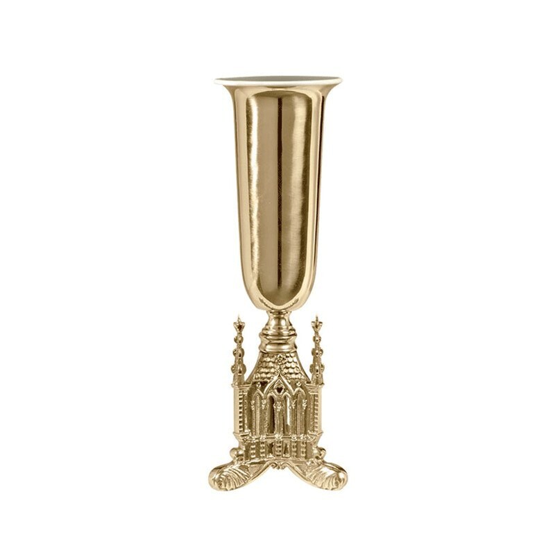 Altar Vase, San Pietro Series Vase with Liner, Church Sudbury Brass - 15\'\' High