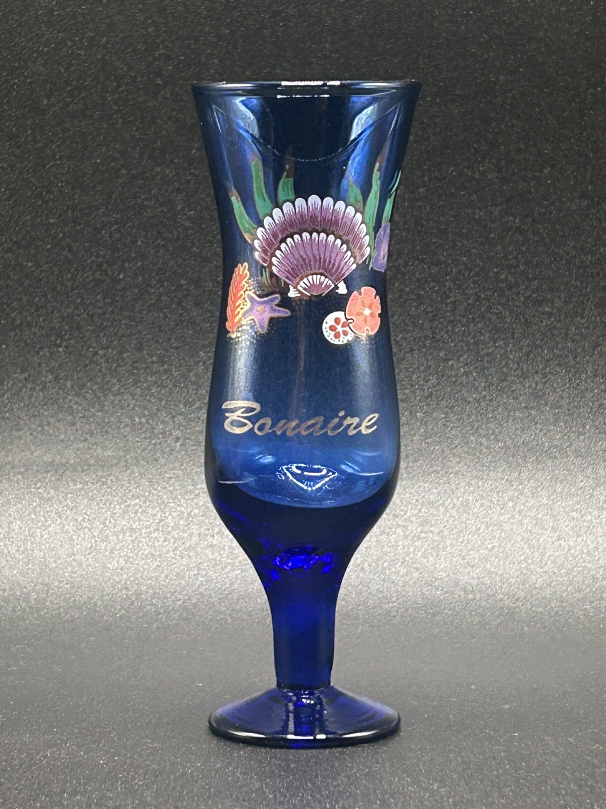 Vintage Cobalt Blue Hurricane Style Shot Glass Bonaire Souvenir Vintage Cobalt Blue Hurricane Style Shot Glass Bonaire Souvenir