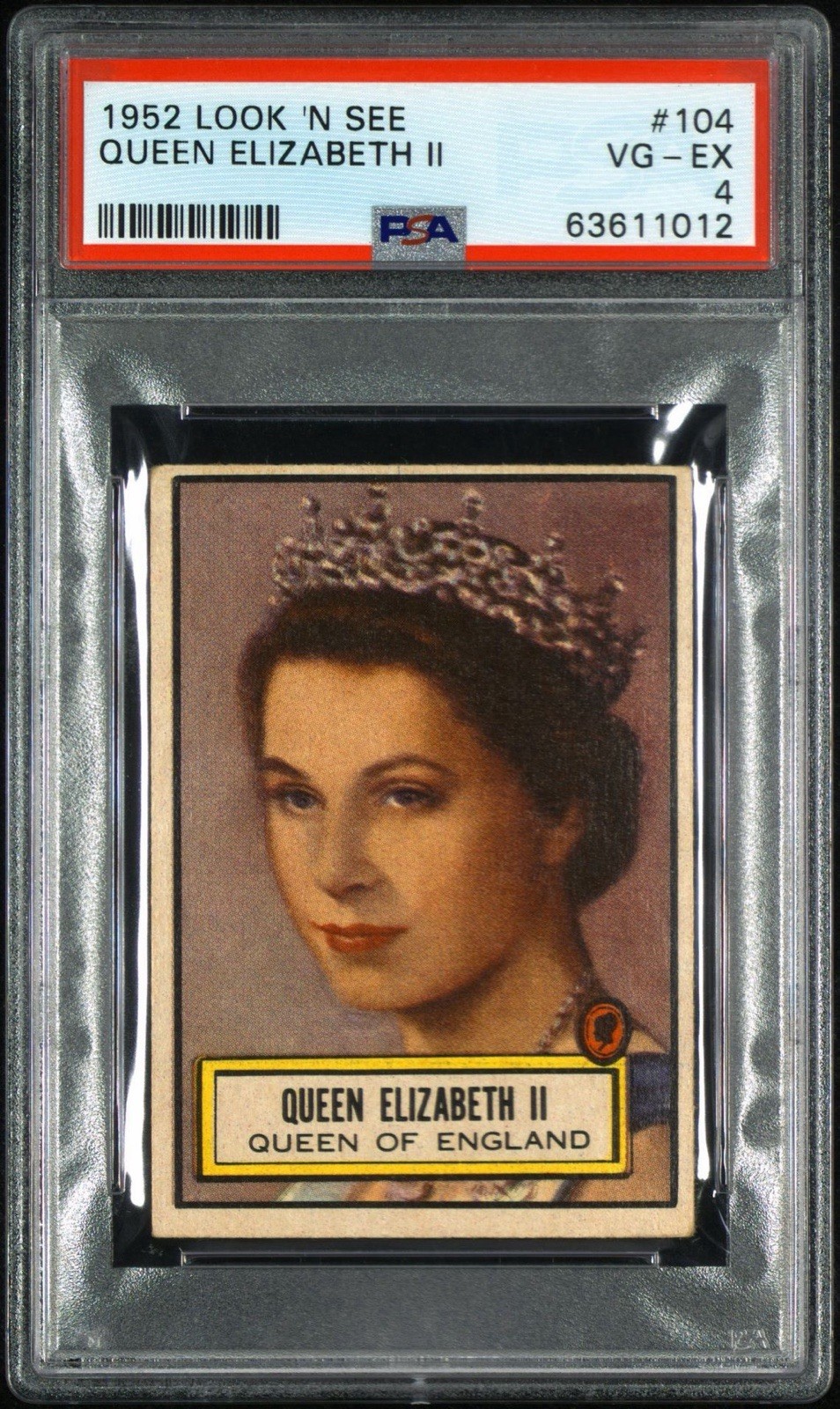 1952 Look 'n See #104 Queen Elizabeth ROOKIE CARD PSA 4