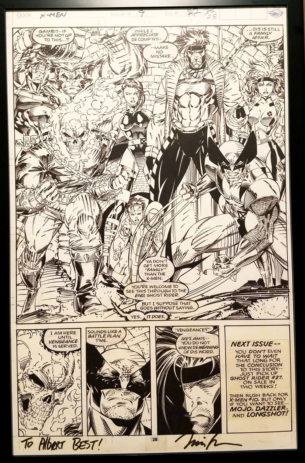 X-Men #9 pg. 28 Ghost Rider Jim Lee 11x17 FRAMED Original Art Poster Marvel Comi