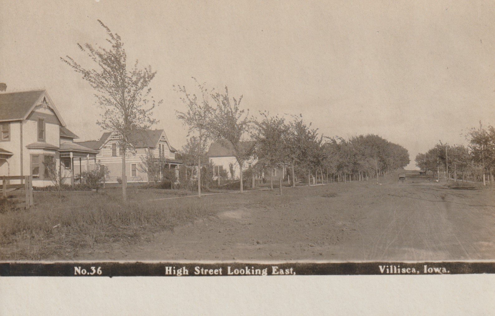 Vintage Postcard High Street Looking East Villisca Iowa IA RPPC Olson Photo No36