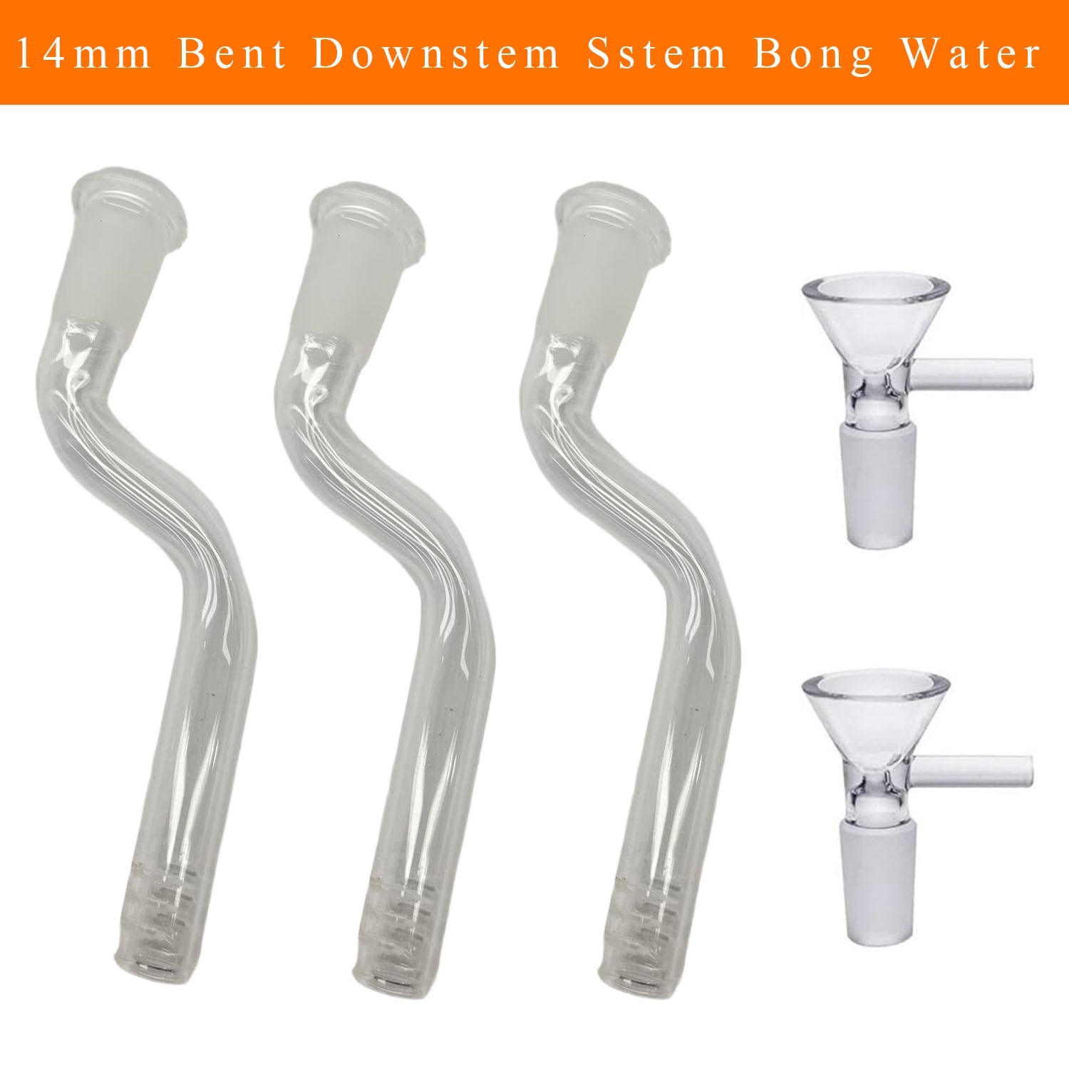 Curved Glass 14mm Bent 4”Inch Downstem Sstem Bong Water Pipe Bubbler - USA