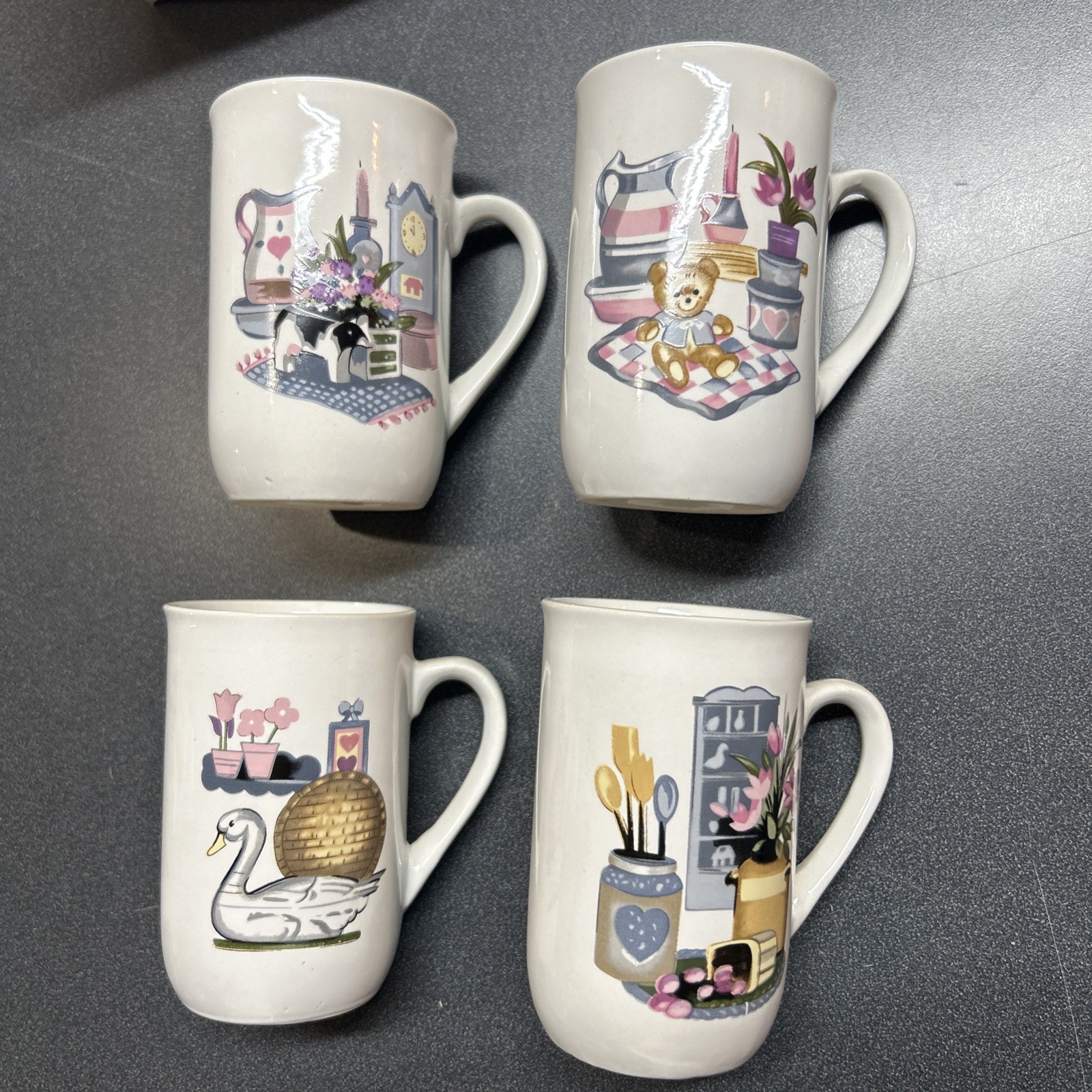 Vintage Country Cottage Grandma Floral Geese Goose Duck Set of 4 Mugs Vintage Country Cottage Grandma Floral Geese Goose Duck Set of 4 Mugs