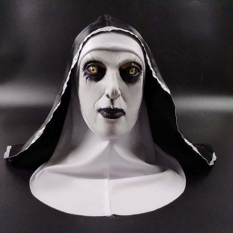 Scary Evil Nun Mask Hooded Creepy Ghost Demon Horror Halloween Cosplay Prop