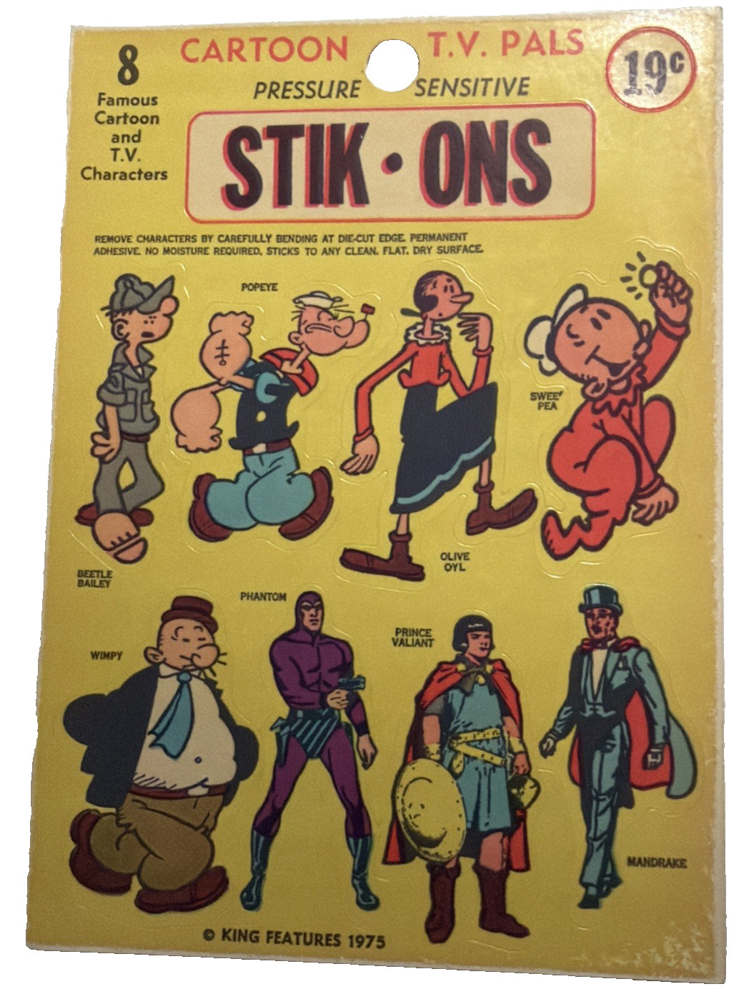 Vintage TV Pals Stik-Ons Popeye Olive Oyl Bluto Decal Sticker Sheet 19¢ NOS Oil