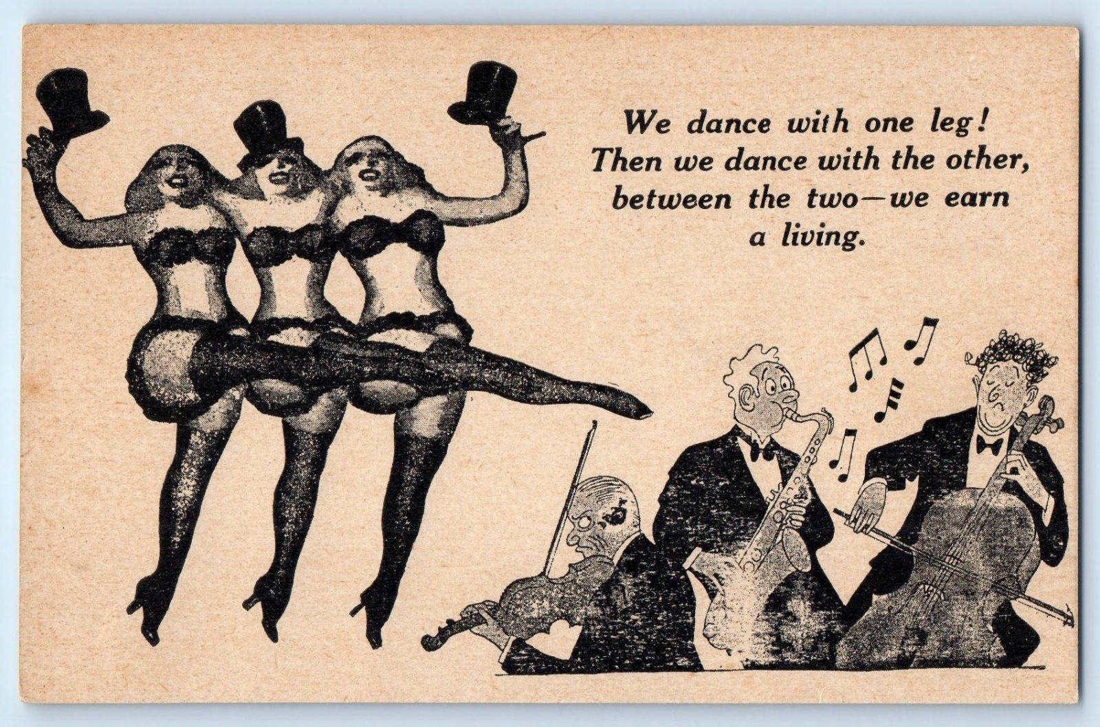 c1910\'s Humor Prostitute Girls With Hat We Dance With One Leg Antique Postcard c1910\'s Humor Prostitute Girls With Hat We Dance With One Leg Antique Postcard