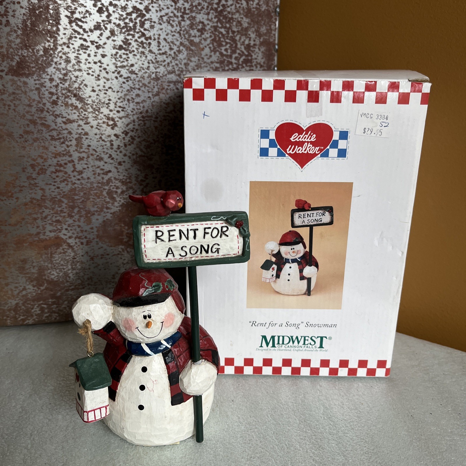 MIDWEST Eddie Walker Rent For A Song Snowman 1999 Figurine Special Event Signed