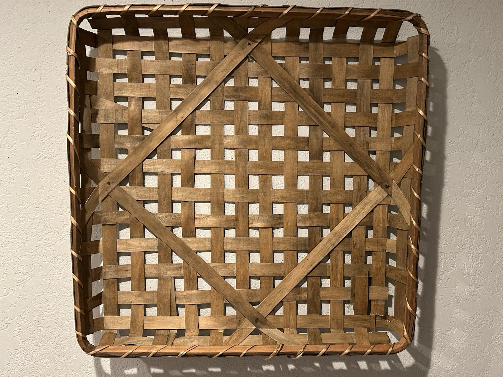 Vintage Large Rustic Square Tobacco Basket 27\