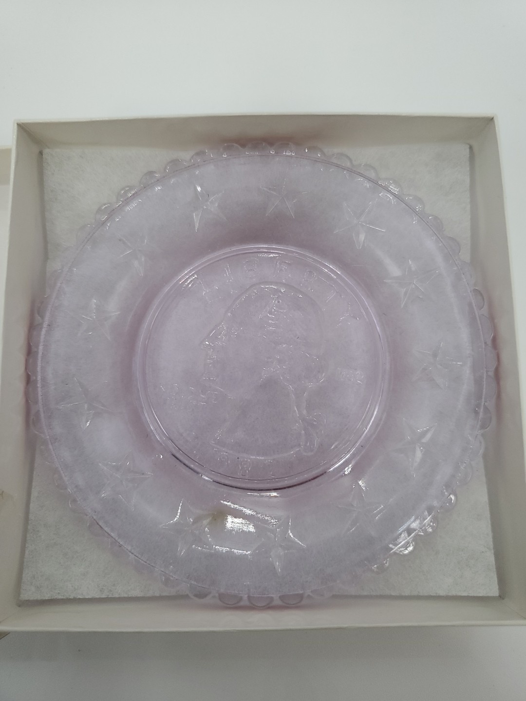 1982 Summit Art Glass George Washington 250th Birthday Cup Plate With Box & COA