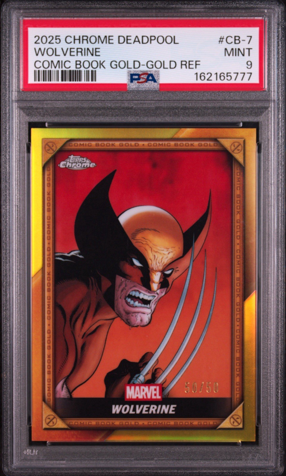 Topps 2025 Chrome Wolverine Gold-Gold Refractor #CB-7 /50 PSA 9 Bookend 50/50