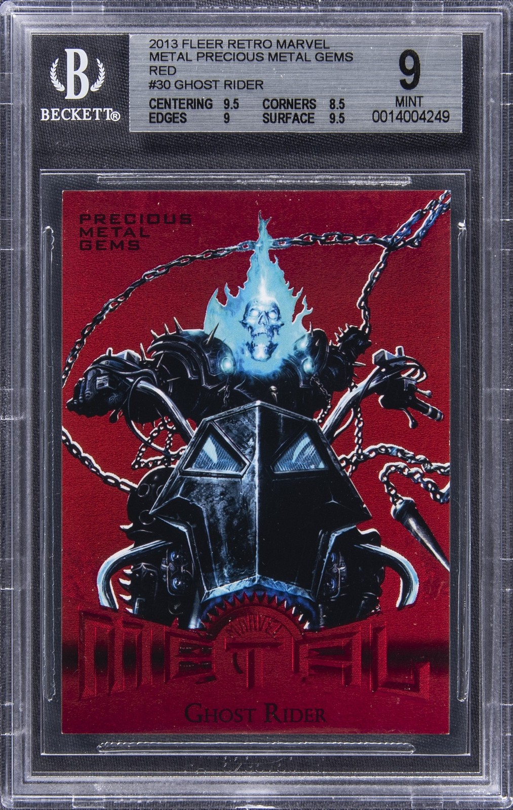 2013 FLEER RETRO MARVEL PRECIOUS METAL GEMS RED #30 GHOST RIDER BGS 9