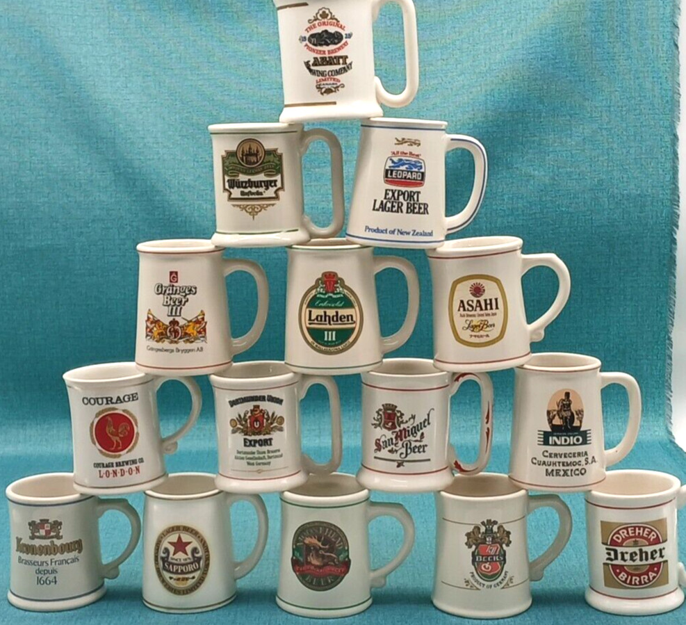 15 Franklin Porcelain Mini Official Tankards of The World’s Great Breweries 1981