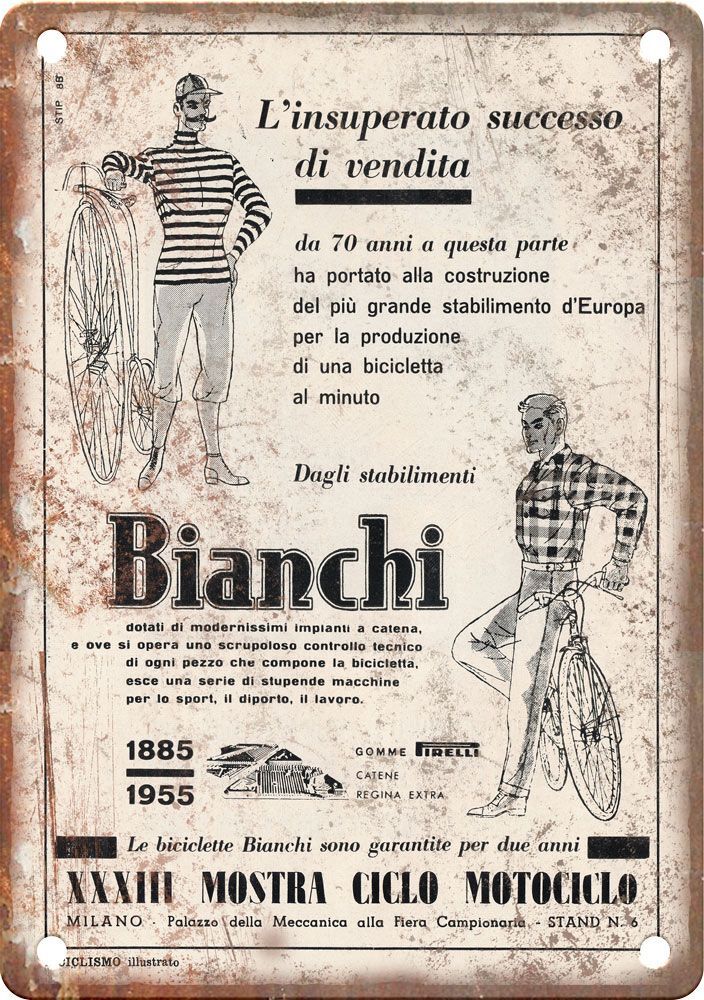 Vintage European Cycling Bianchi Ad Reproduction Metal Sign B703