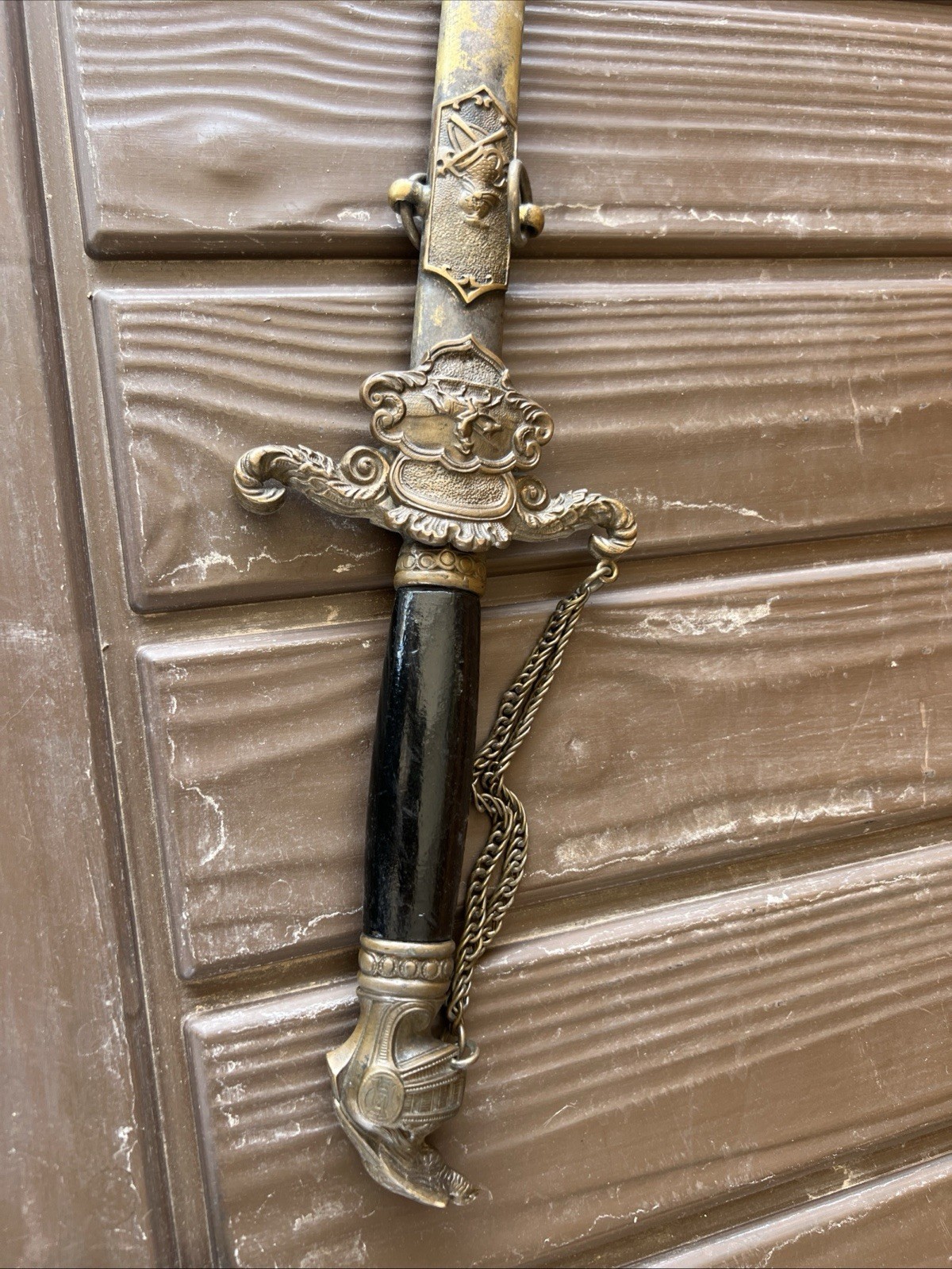 Vintage Fraternal Order of Eagles (FOE) Ceremonial Sword with Scabbard & Chain