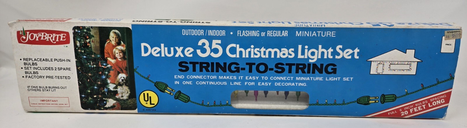 Vintage Joybrite 35 Multicolor Christmas Light Set Mini Flashing Or Regular 20\'