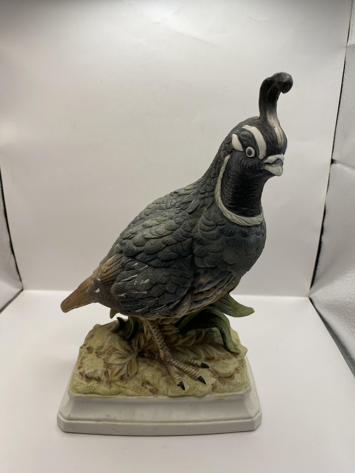 Vintage Royal Crown California Quail Porcelain Bird Figurine Signed J Byron