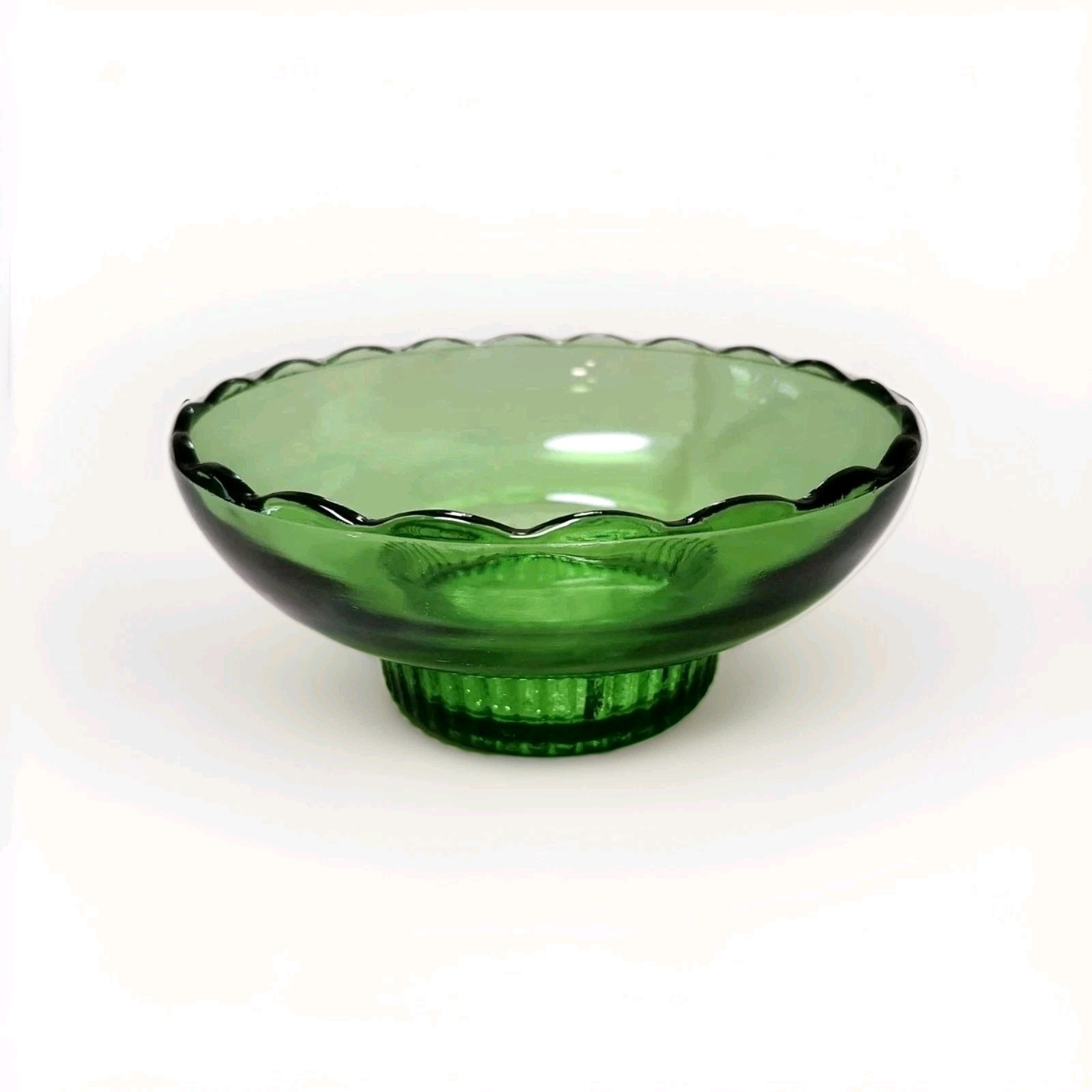 Vintage 1950s E.O. Brody Co M2000 Forest Green Pedestal Glass Pedestal Bowl/Vase