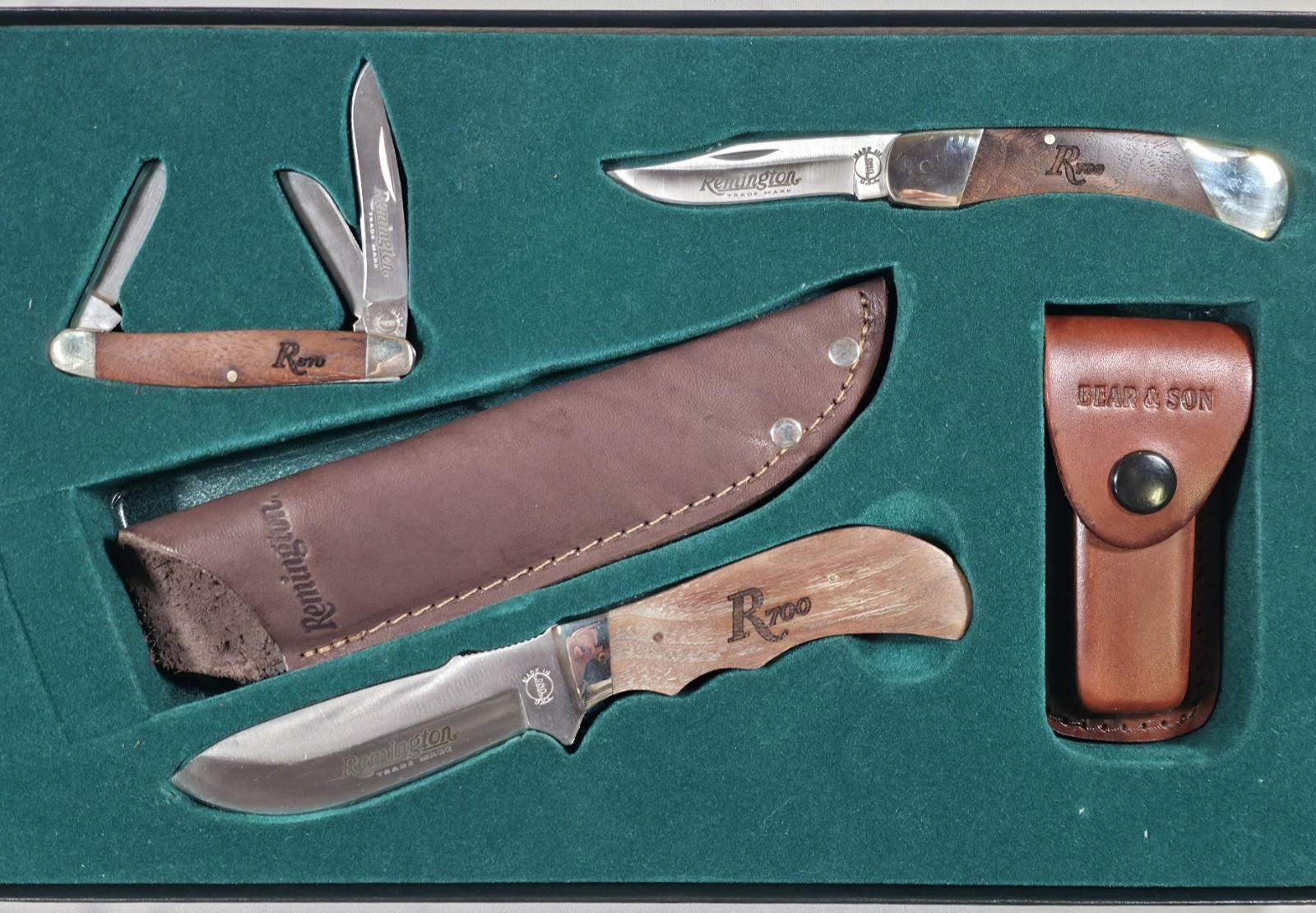 Remington Gunstock Knife Set Bear Son R700 R870 Folding Fixed Pocket Sheath Gift