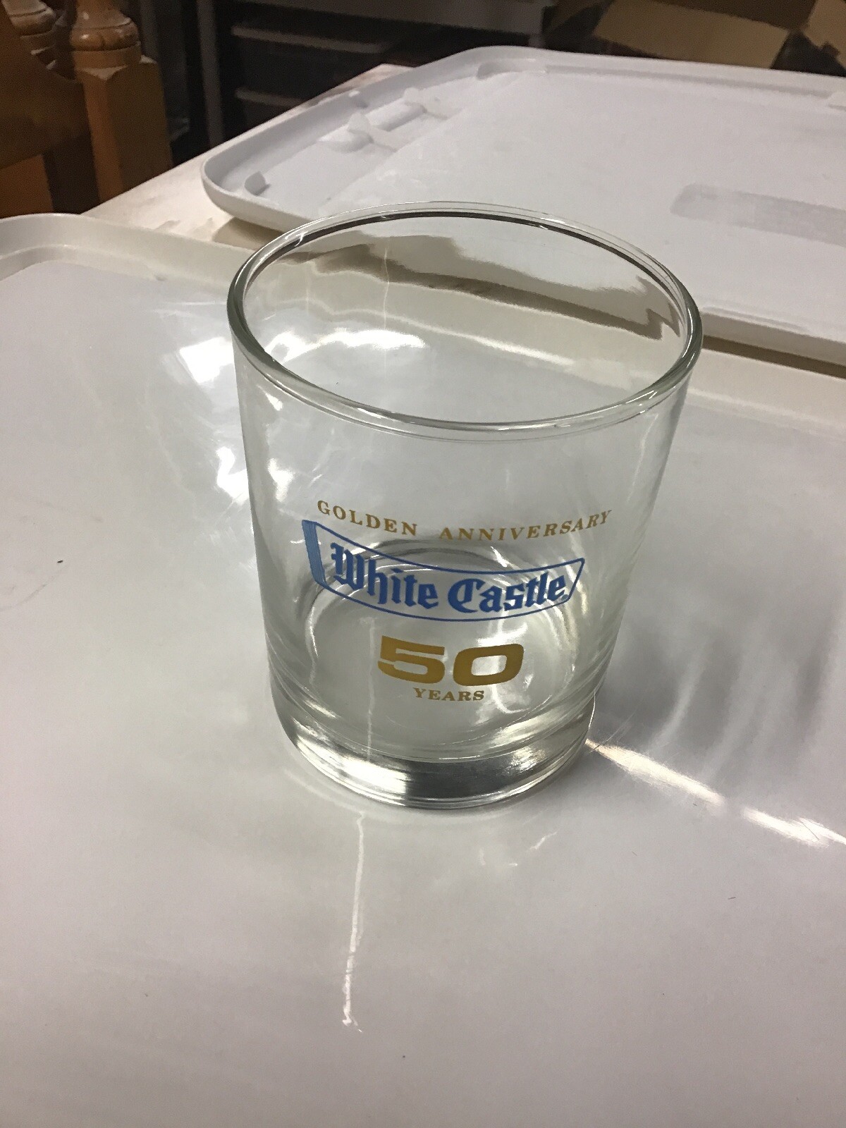 1971 White Castle 50 Years Golden Anniversary 12 Oz. Glass New Old Stock 3.25x4”